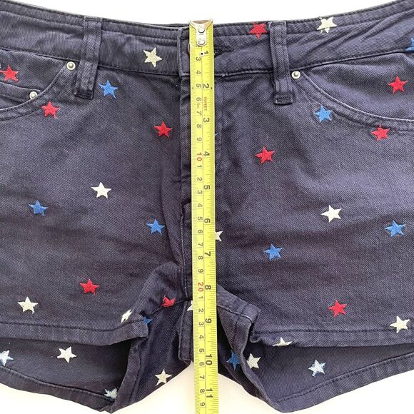 Isabel Marant Etoile Embroidered Stars Denim Shorts Mid Rise Navy Blue - Picture 6 of 12